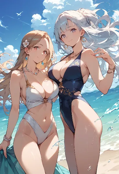 青い海で輝く二人の夏物語