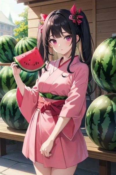 夏といったらスイカと浴衣の女の子！！（５枚）