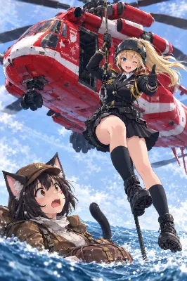 助かったニャ！……って、何そのヘリ！？