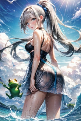 海辺の女子