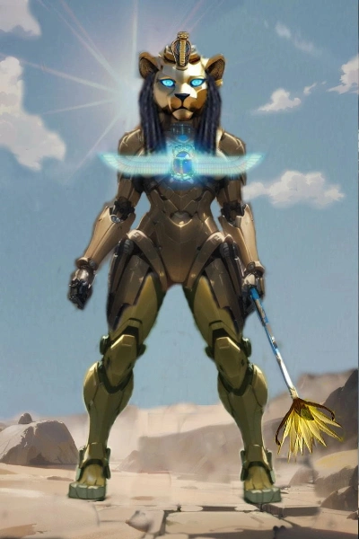 古代エジプトの牝ライオンの女神のロボット