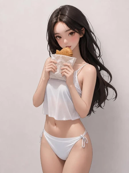 たい焼きと白い服の少女