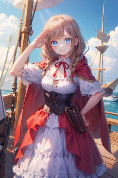 敬礼する赤ずきんの少女其之二