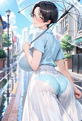 雨の街で振り向く、濡れた夏の日