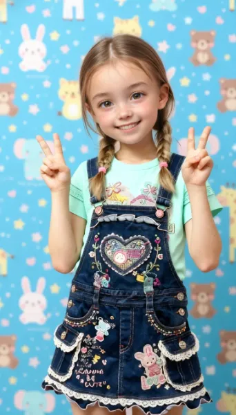 デニムジャンパースカートとデザインTのコーデ　　Denim jumper skirt and graphic tee outfit