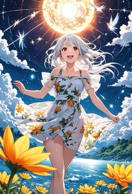 夏のエルフと花