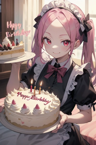 サプライズで誕生日を祝う新人メイドちゃん