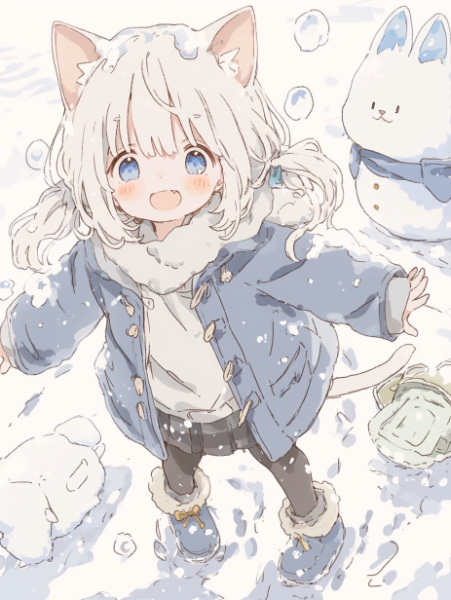 雪と猫耳娘。