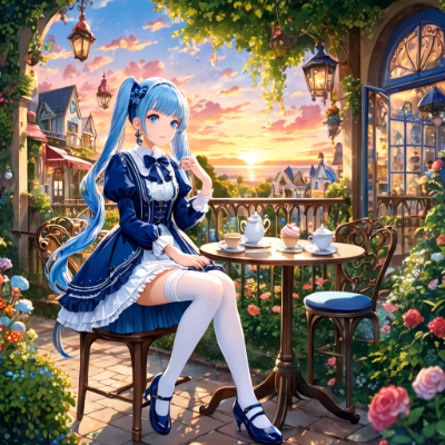 夕焼けのカフェ