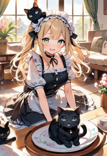 黒猫カフェの看板娘