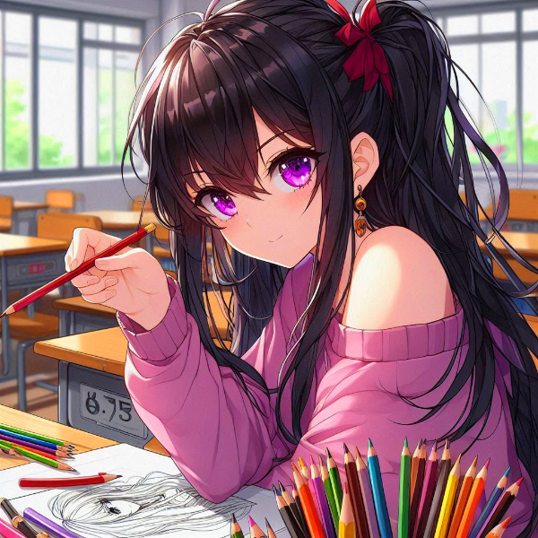 色鉛筆で絵を描いている、うちの子★(11枚)