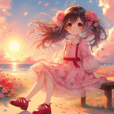 夕日とふりふり