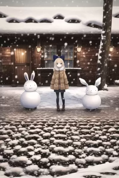 なんかでっかい雪うさぎ