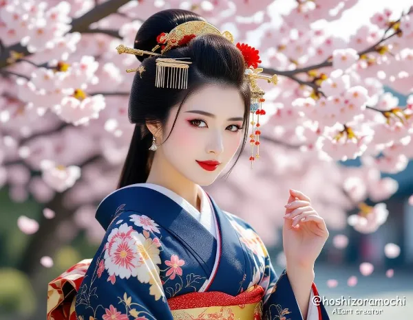 緋色の静寂：桜花爛漫の幽玄 - Scarlet Silence: The Mysterious Appearance of Cherry Blossoms in Full Bloom