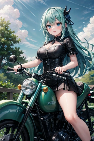 A girl riding a motorcycle