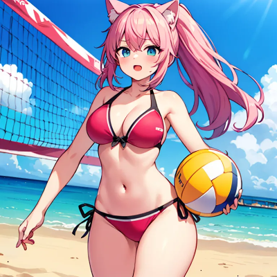 ビーチバレー猫娘