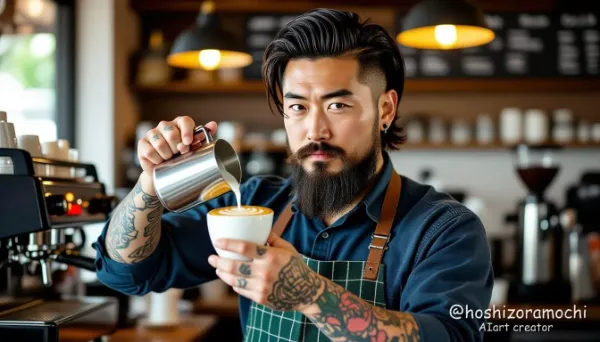 ワイルドなひげバリスタの職人技 - Wild Bearded Barista's Craftsmanship