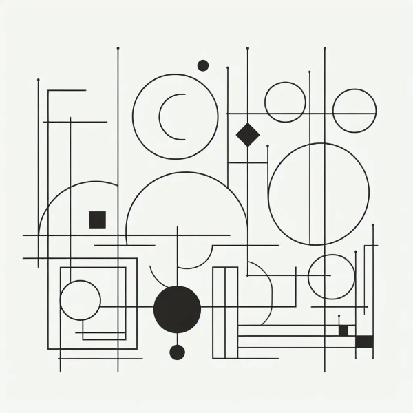 シンプルな幾何学模様のラインアート