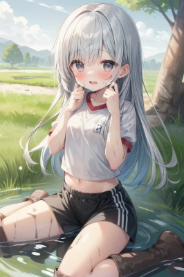 「泥はねちゃったぁ...」