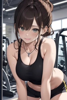 フィットネスジムで体を鍛えるお姉さん④