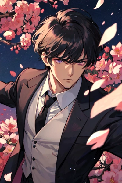 花びらと両手を広げた、黒髪短髪男性＊その1(25枚)