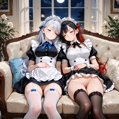 居眠りメイドさん。