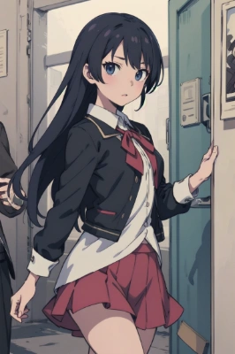 こっちを見る少女
