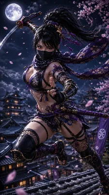 月下の紫忍者