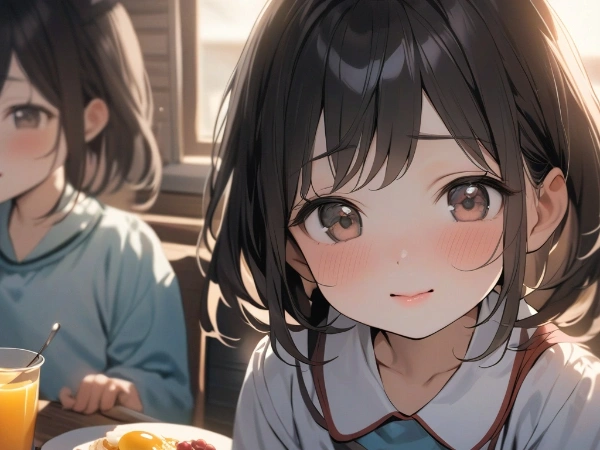 朝食を食べる女の子