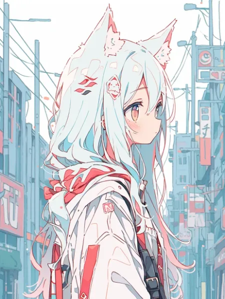 街角で出会った狐娘の微笑み