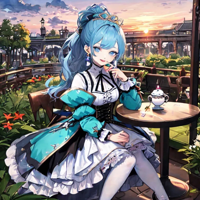 夕暮れの青髪さん