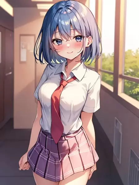 青髪戦闘少女ちゃんの制服バージョン