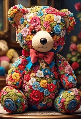 花でできたクマの秘密の微笑み