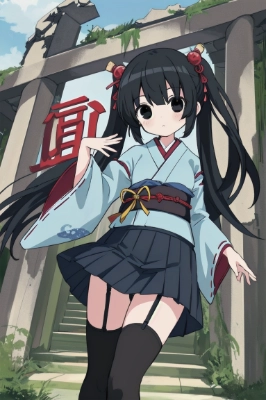 ミニ着物の娘