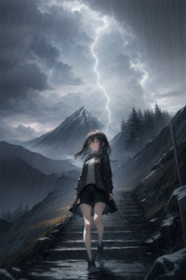 ハイキング中に大雨
