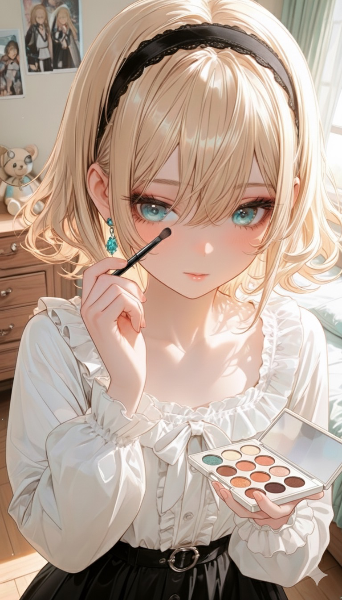 金髪少女の秘密の朝メイク