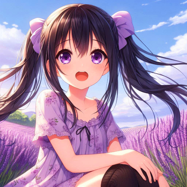 ラベンダーと、黒髪ツインテール少女＊(2枚)