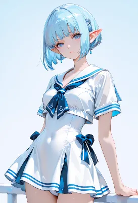 海辺に佇むセーラーエルフ