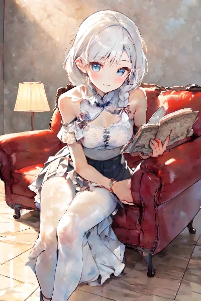 フロアランプとソファ