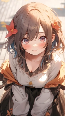 見上げる女の子