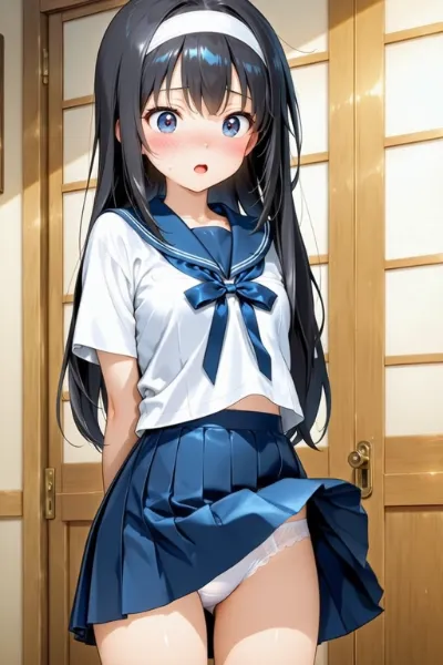 風でめくれるスカート