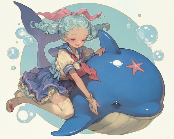 イルカさんに乗って