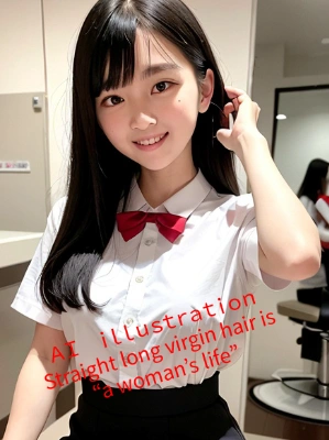 ストレートロングの黒髪美少女