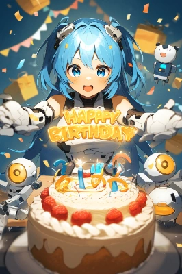 誕生日を祝ってくれるサイボーグ娘