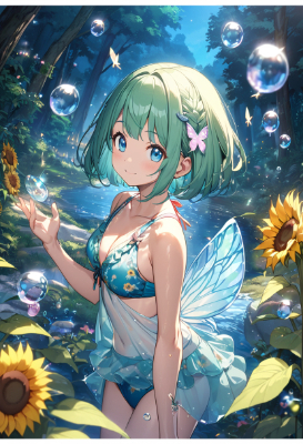 魔法の森の向日葵畑の妖精
