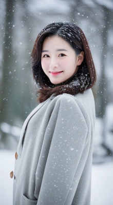 雪の中で笑う彼女