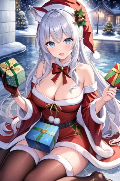 クリスマスのケモ耳お姉さん