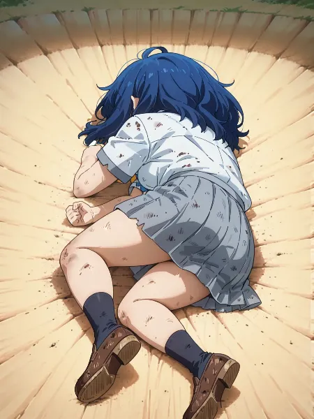 木桶の中で眠る青い髪の少女