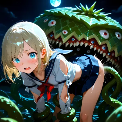女の子達がおぞましいメロンのモンスターに～畑の様子見に行ってくる～2