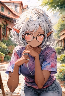エルフさんを水彩で描く